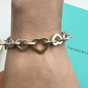 🔴Authentic Tiffany & Co Retired Vintage Multi HeartsSilver& Gold Heart Bracelet🔴